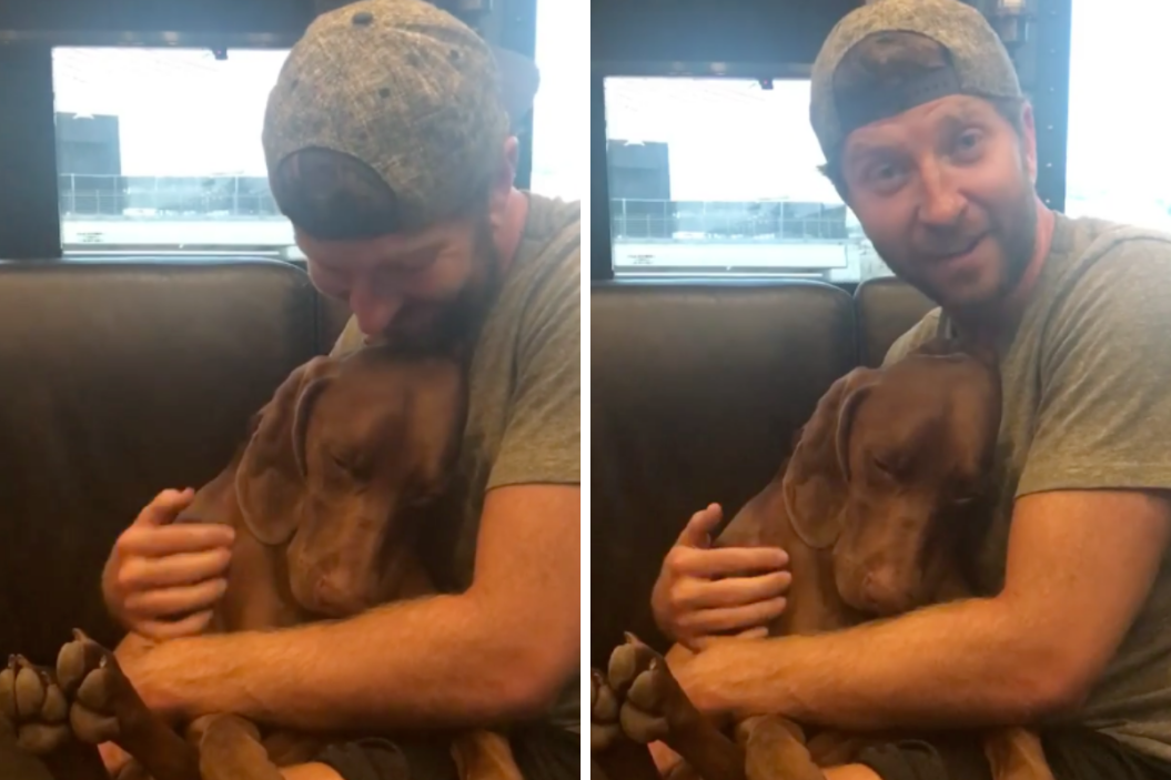 Brett Eldredge sings to his dog.