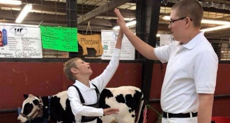 Boys with calf