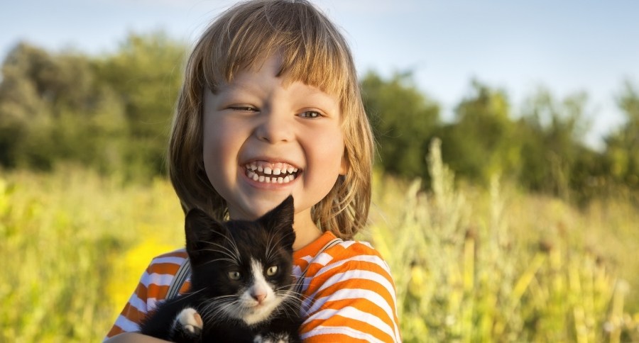Happy Cat And Child