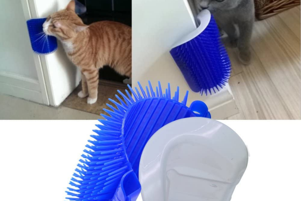 SweetPetGarden Self Groomer with Catnip Pouch,Cat Self Groomer Wall Corner Massage Groomer Cat Self Grooming Brush