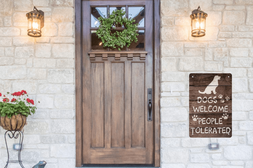 VORCOOL Dogs Welcome People Tolerated Wood Sign Farm Decorative Plaque Hanging Board